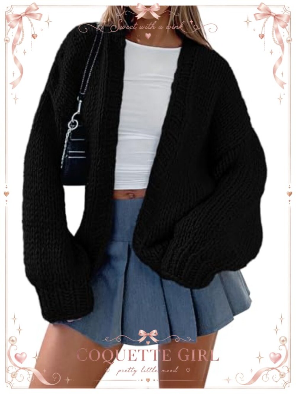 PRETTYGARDEN Women's Chunky Knit Open Front Cardigan Sweater Long Sleeve